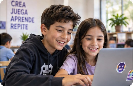 Estudiantes creando con programación